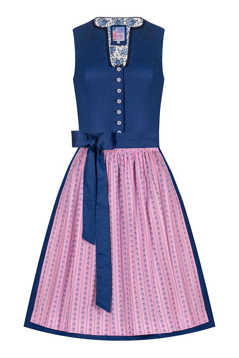 Mini Dirndl 60 cm dunkelblau rosa Emilia 007361 ~ 30