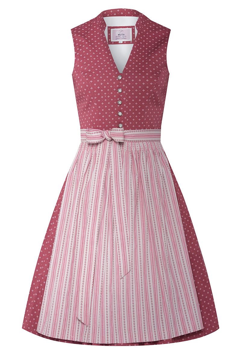 Mini Dirndl 60 cm rosenholz altrosa gemustert Valentina 009059 ~ 42