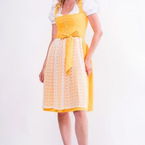 Midi Dirndl 65 cm gelb weiß Lisanne 014968