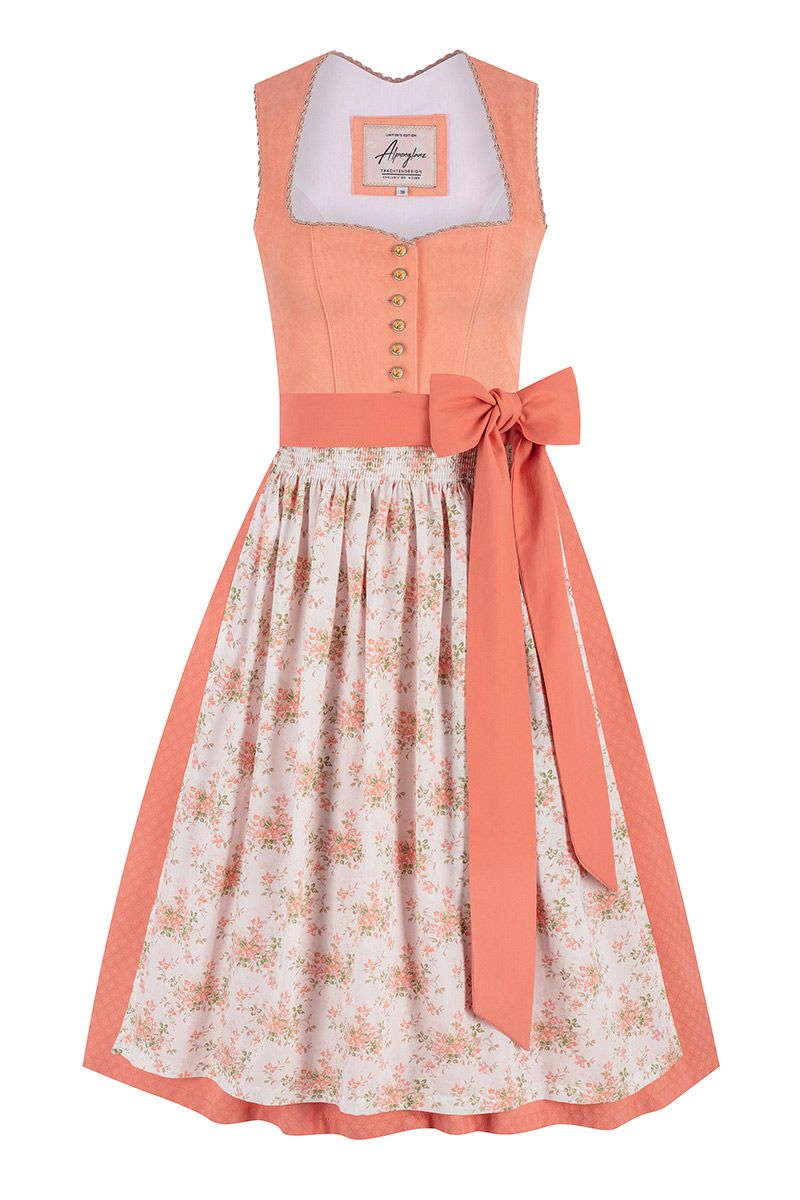 Midi Dirndl 70 cm apricot creme Samtcord Christin 017126