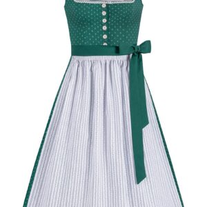 Dirndl lang 85 cm dunkelgrün weiß Melinda 014670