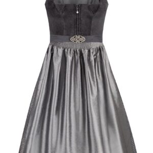 Midi Dirndl 70 cm anthrazit silbergrau Samt Pascal 015080