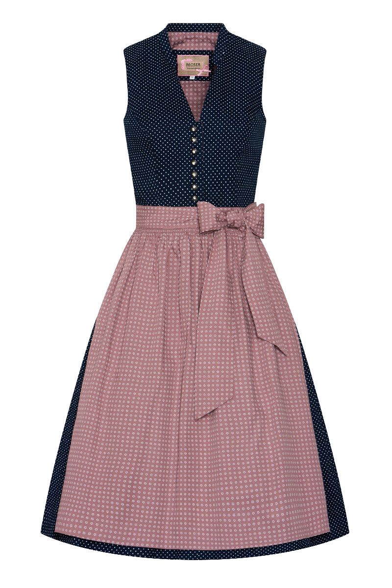 Midi Dirndl 65 cm dunkelblau rosenholz Valentina 014426