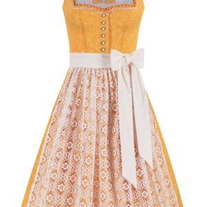 Midi Dirndl 65 cm gelb creme Flora 016315