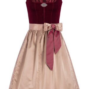 Midi Dirndl 65 cm dunkelrot taupe Samt Greta 013913