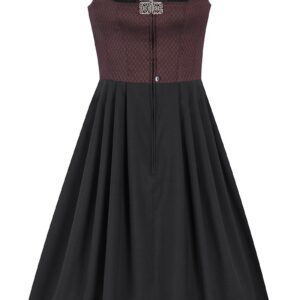 Midi Dirndl 70 cm Gastro dunkelrot schwarz Stretch Emma 014194