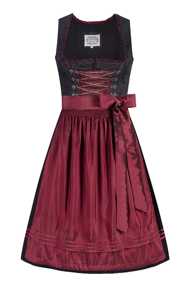 Midi Dirndl 70 cm schwarz dunkelrot Klara 016556