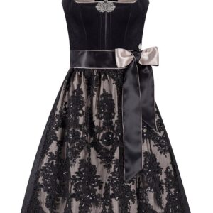 Midi Dirndl 65 cm schwarz taupe Samt Greta 014459