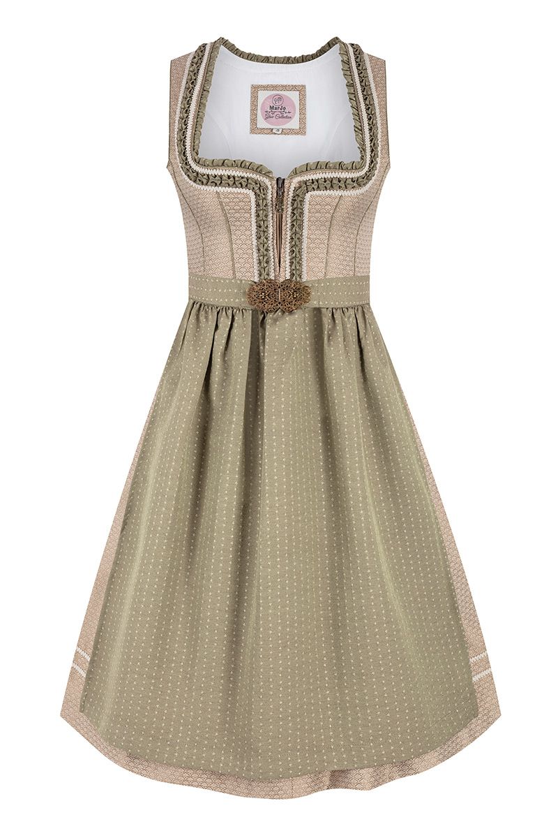 Midi Dirndl 65 cm taupe salbei Leni 015773